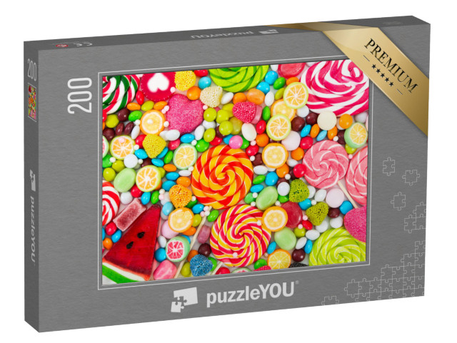 puzzle 200 dílků „Barevná lízátka a kulaté sladkosti“