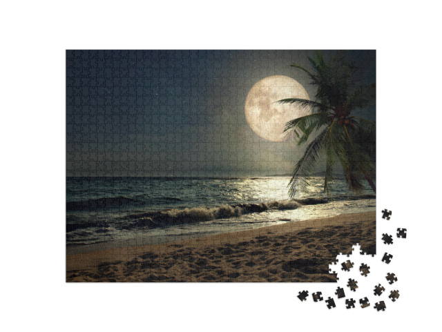 puzzle 1000 dílků „Tropická pláž za úplňku“