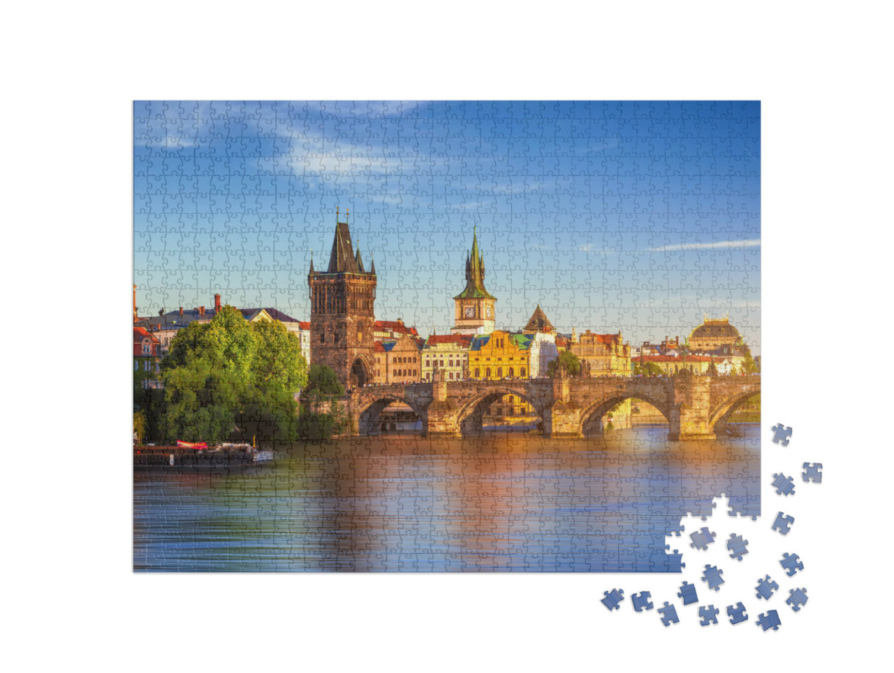 puzzle 1000 dílků „Letecký pohled na staré centrum Prahy s molem, Česká republika“