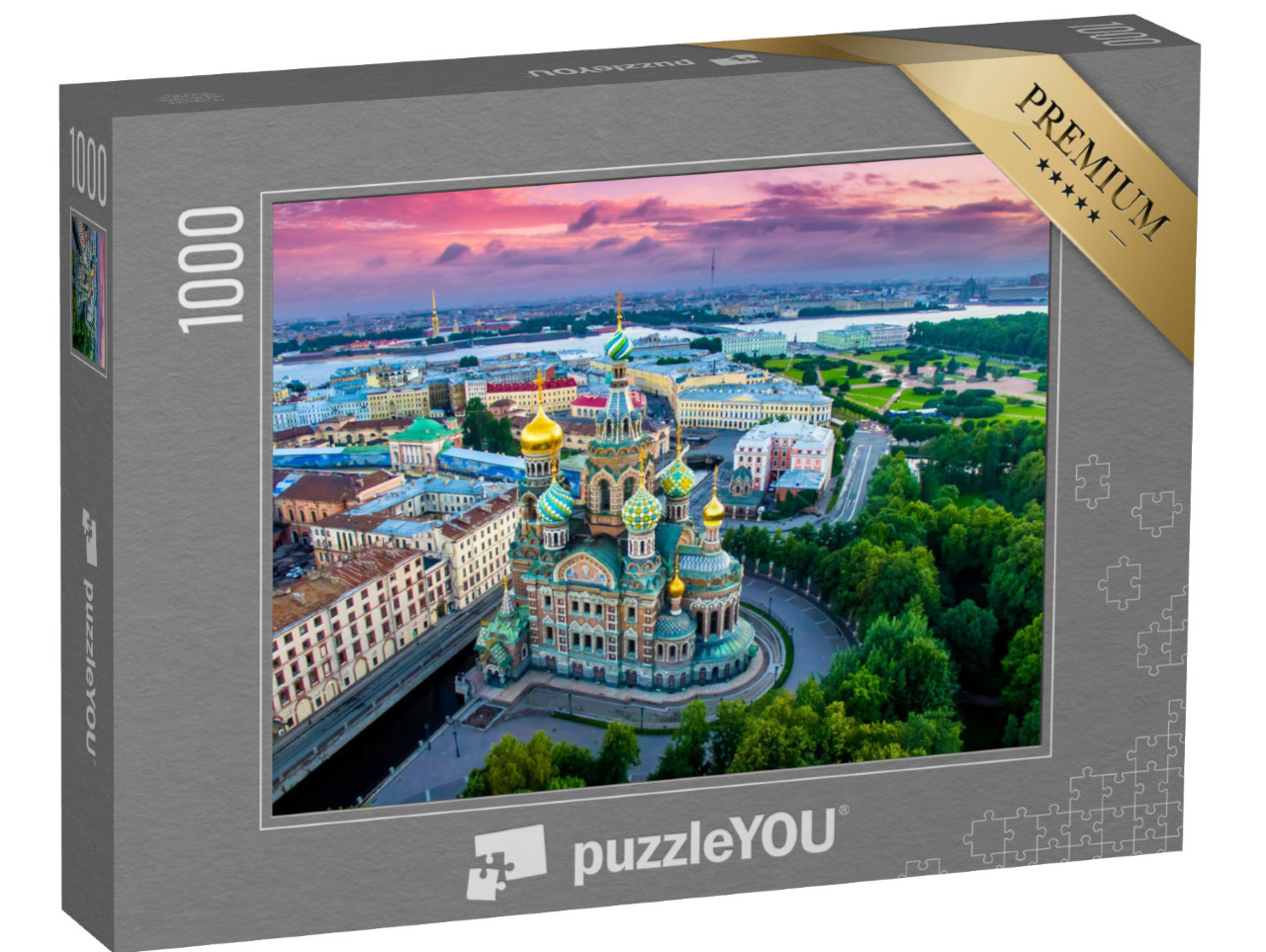 puzzle 1000 dílků „Panorama Petrohradu při západu slunce, Rusko“