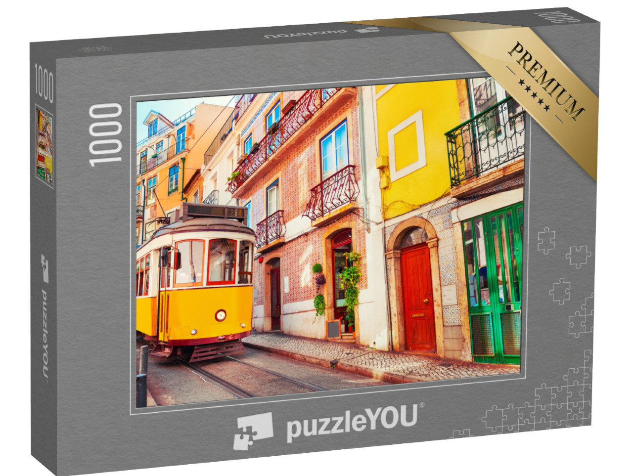 puzzle 1000 dílků „Slavná stará tramvaj na ulici v Lisabonu, Portugalsko“