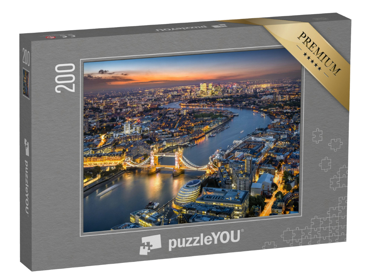 puzzle 200 dílků „Londýnské panorama s Tower Bridge za soumraku“