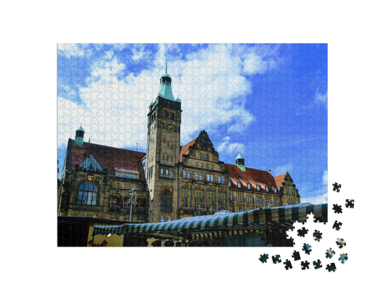 puzzle 1000 dílků „Radnice města Chemnitz, Německo“