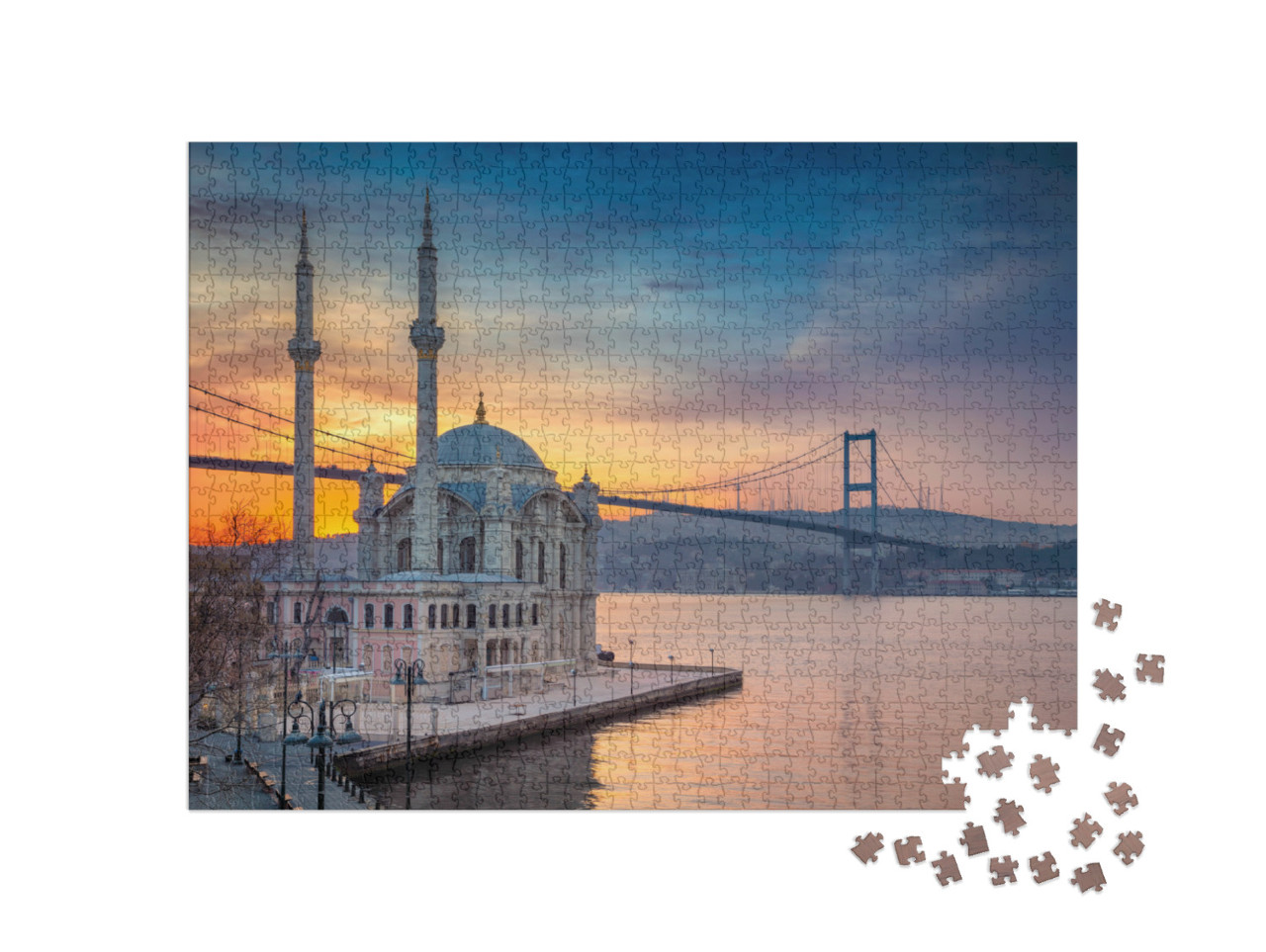 puzzle 1000 dílků „Mešita s mostem přes Bospor, Istanbul, Turecko“