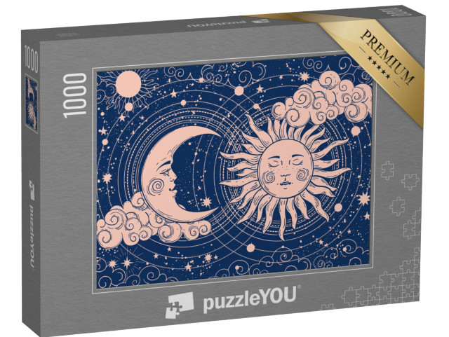 puzzle 1000 dílků „Půlměsíc a slunce s měsícem“