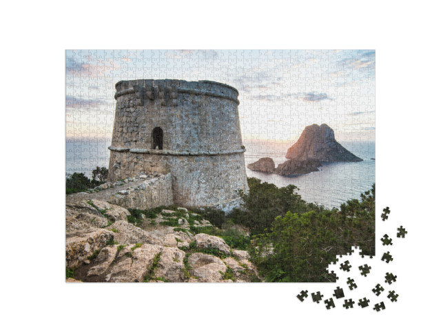 puzzle 1000 dílků „Západ slunce nad ostrovem Es Vedra, Ibiza“