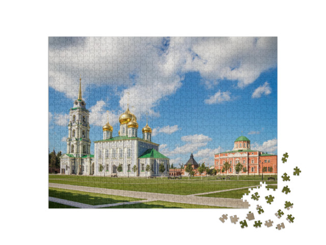 puzzle 1000 dílků „Město Tula, Rusko, katedrála Nanebevstoupení Páně a Zjevení Páně v Tulském kremlu“