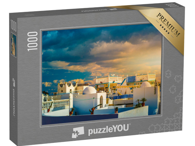 puzzle 1000 dílků „Dramatická obloha při západu slunce nad Medinou, Tunisko“