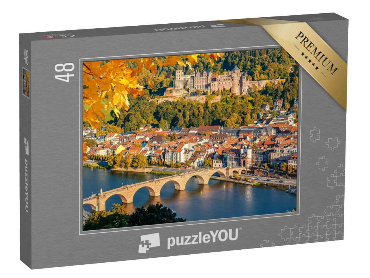 puzzle 48 dílků „Pohled na Heidelberg na podzim“