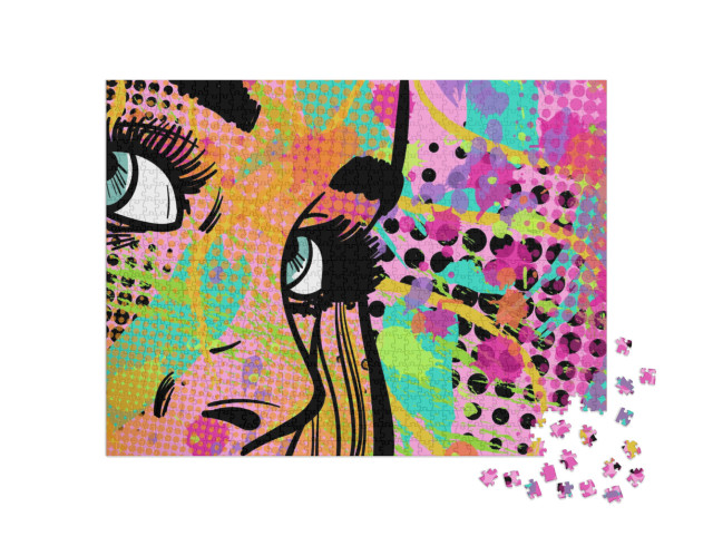 puzzle 1000 dílků „Pop artový styl s abstraktní dámou“