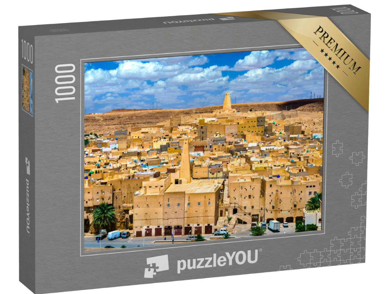 puzzle 1000 dílků „Ksar Bounoura, staré berberské město v údolí M'Zab v Alžírsku.“