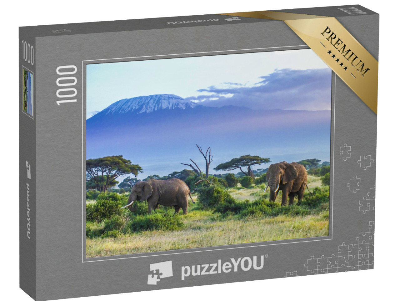 puzzle 1000 dílků „Sloni na Kilimandžáru“