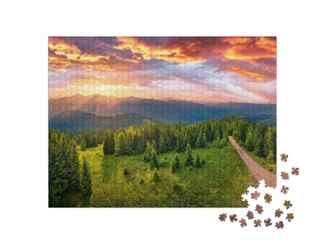 puzzle 1000 dílků „Hora Yahidna v prvním slunečním světle, Karpaty“