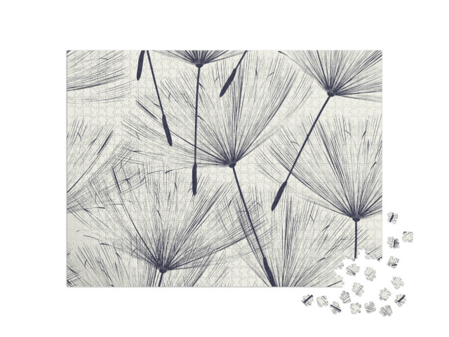 puzzle 1000 dílků „Design bezešvého vzoru s létajícími semeny pampelišek...“