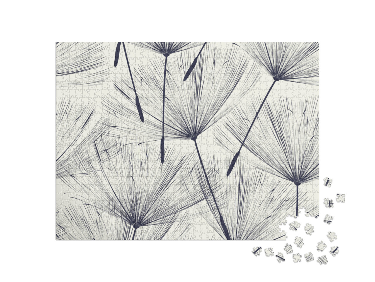 puzzle 1000 dílků „Design bezešvého vzoru s létajícími semeny pampelišek...“