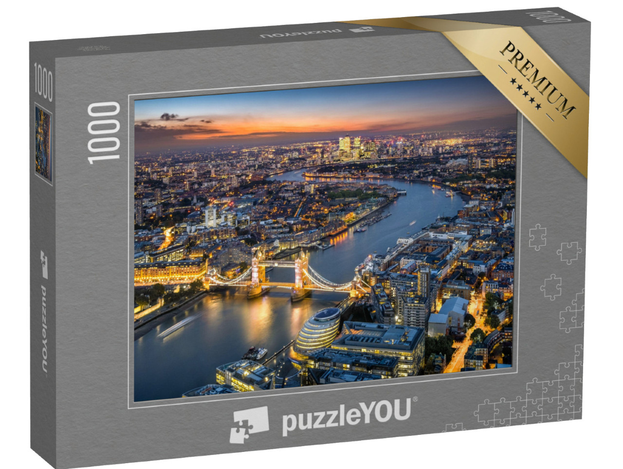 puzzle 1000 dílků „Londýnské panorama s Tower Bridge za soumraku“