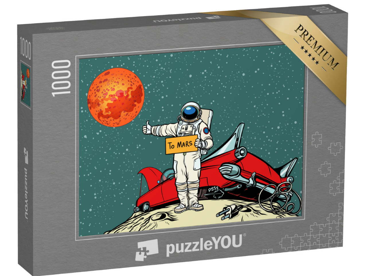 puzzle 1000 dílků „Cesta na Mars, auto se porouchá ve vesmíru“