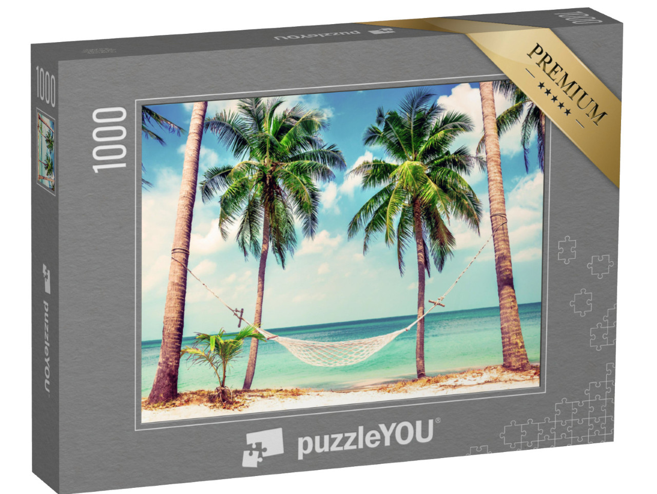 puzzle 1000 dílků „Houpací síť mezi palmami“