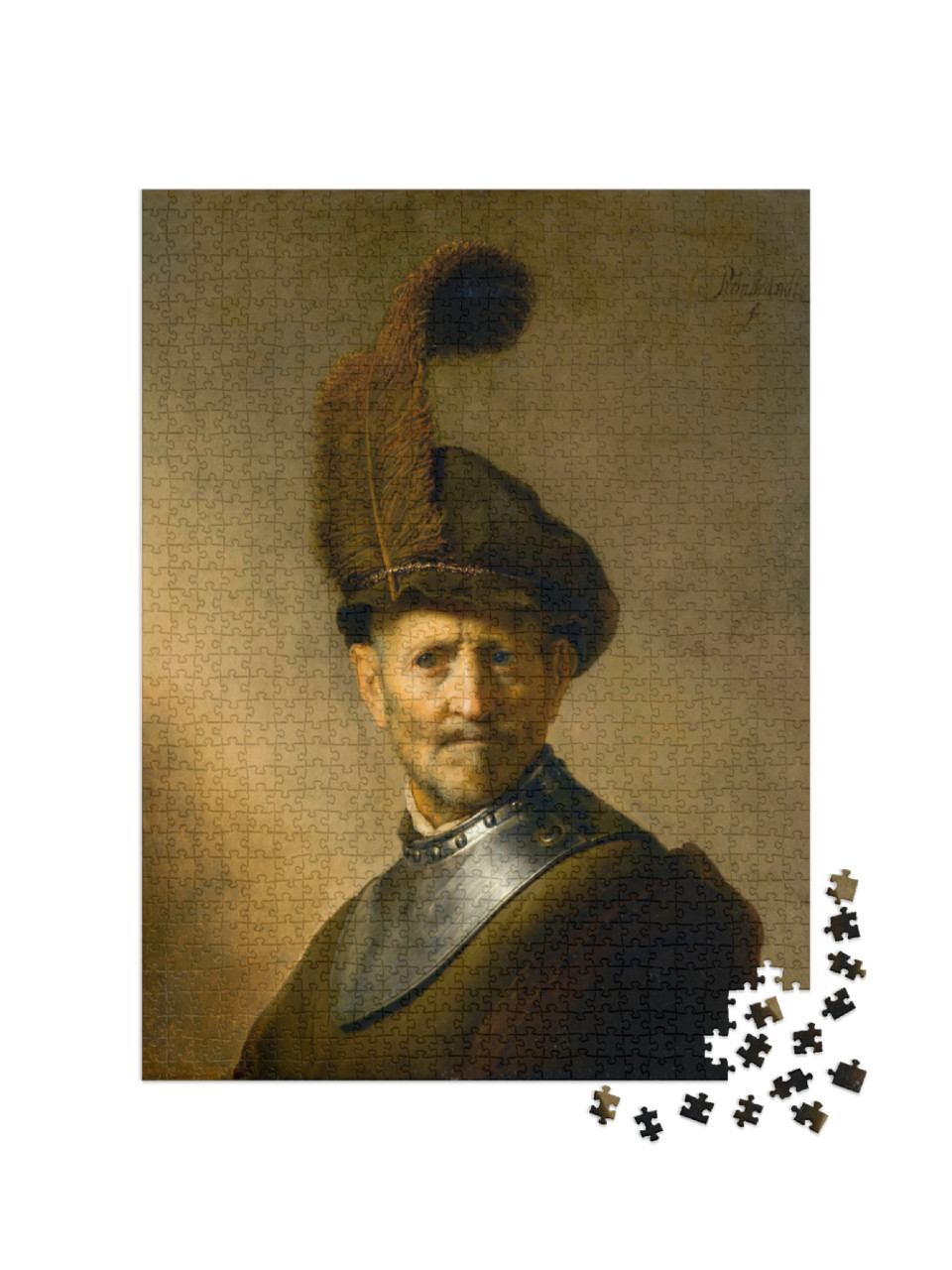 puzzle 1000 dílků „Rembrandt - Starý muž ve vojenském kostýmu“