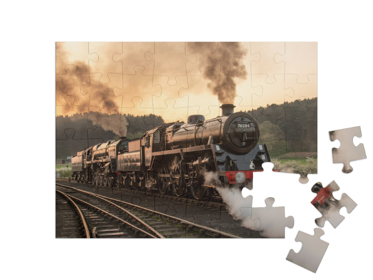 puzzle 48 dílků „Parní lokomotivy s dvojitým čelem“