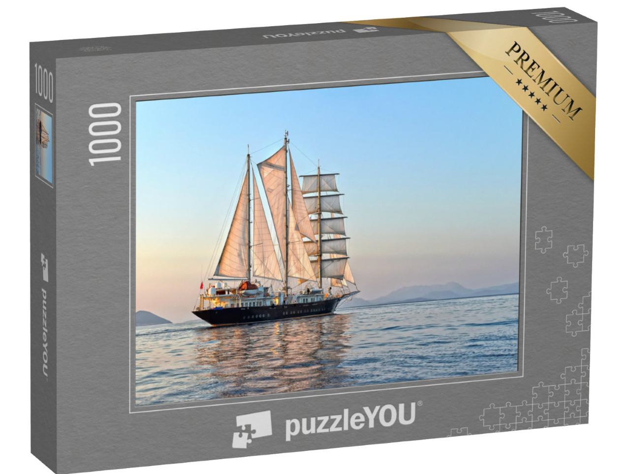 puzzle 1000 dílků „Plachetnice při západu slunce na moři“