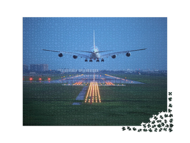 puzzle 2000 dílků „Přistání osobního letadla v cílové destinaci“