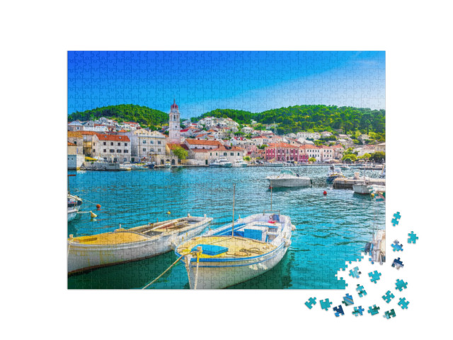 puzzle 1000 dílků „Pučišća na ostrově Brač, Chorvatsko, Evropa“