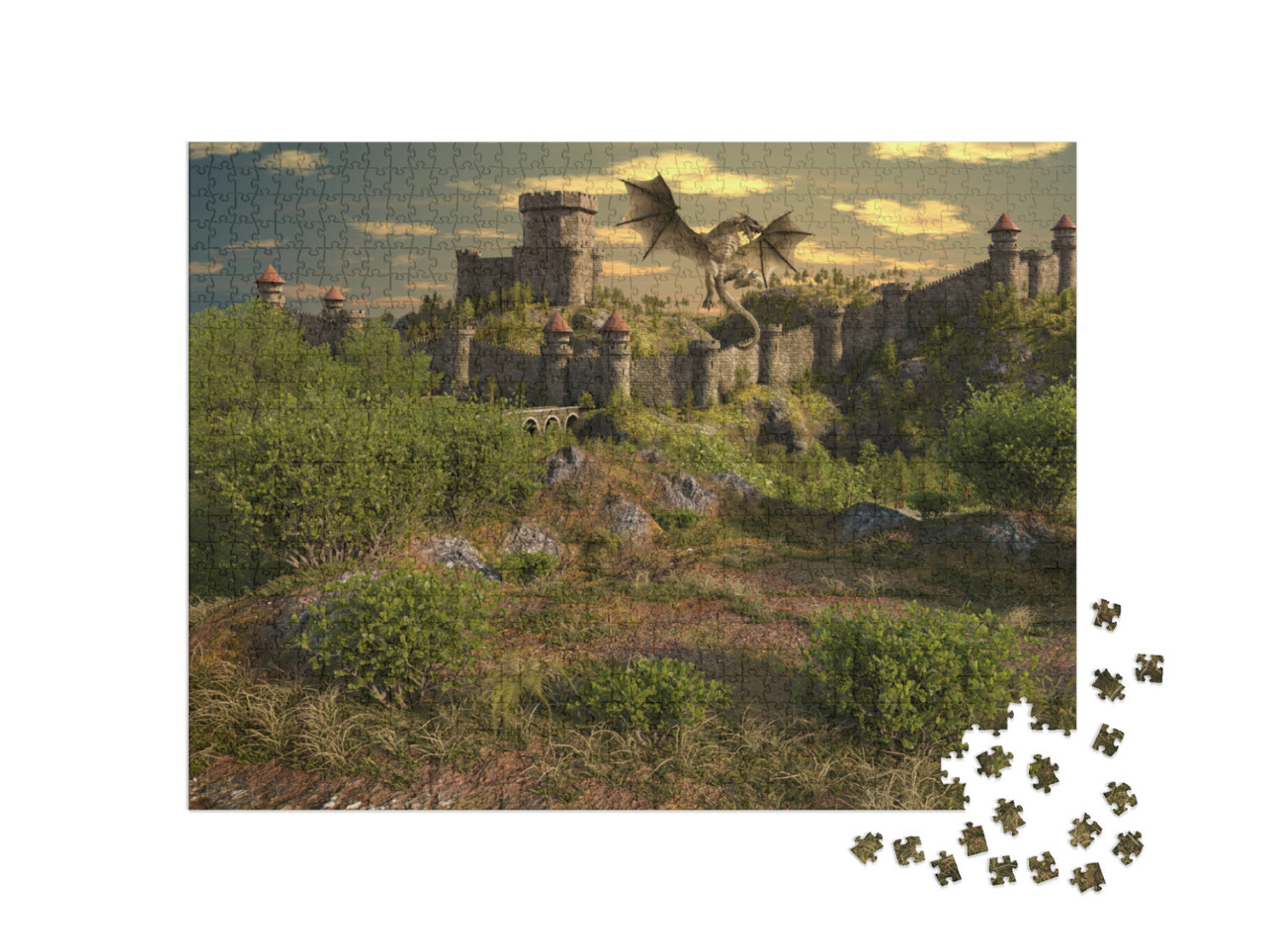 puzzle 1000 dílků „Dračí hrad“