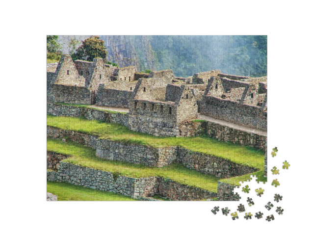 puzzle 1000 dílků „Pohled zblízka na ruiny citadely Machu Picchu v Peru“