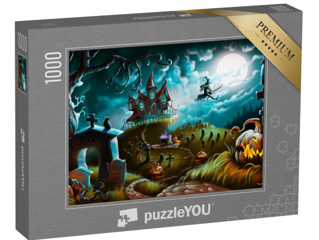 puzzle 1000 dílků „Ilustrace: Mystická halloweenská noc“