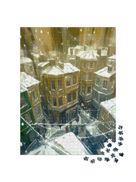 puzzle 1000 dílků „Kouzlo Vánoc se vznáší nad městem“
