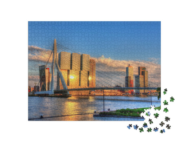 puzzle 1000 dílků „Pohled na Rotterdam, Nizozemsko“