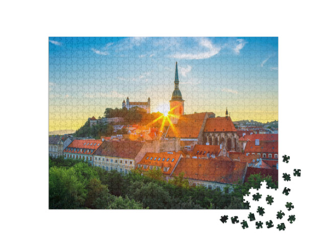 puzzle 1000 dílků „Bratislavský hrad s výhledem na Dunaj v historickém centru, Slovensko“