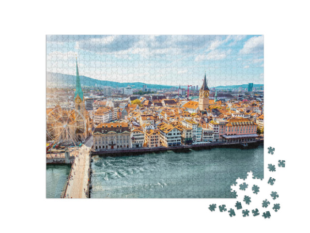 puzzle 1000 dílků „Staré město Curychu, Švýcarsko“