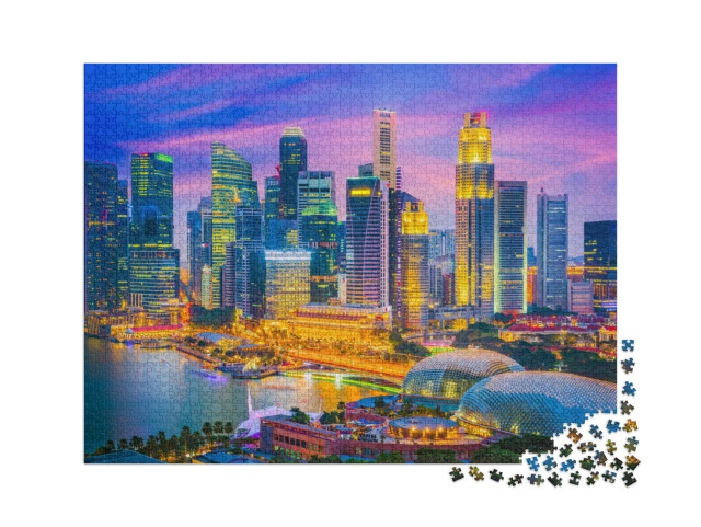 puzzle 2000 dílků „Singapurské panorama ve večerním světle“