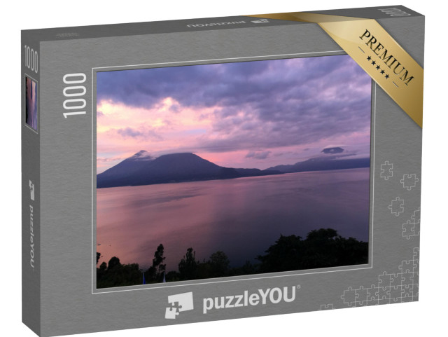 puzzle 1000 dílků „Krásné jezero Atitlán při západu slunce, Guatemala“