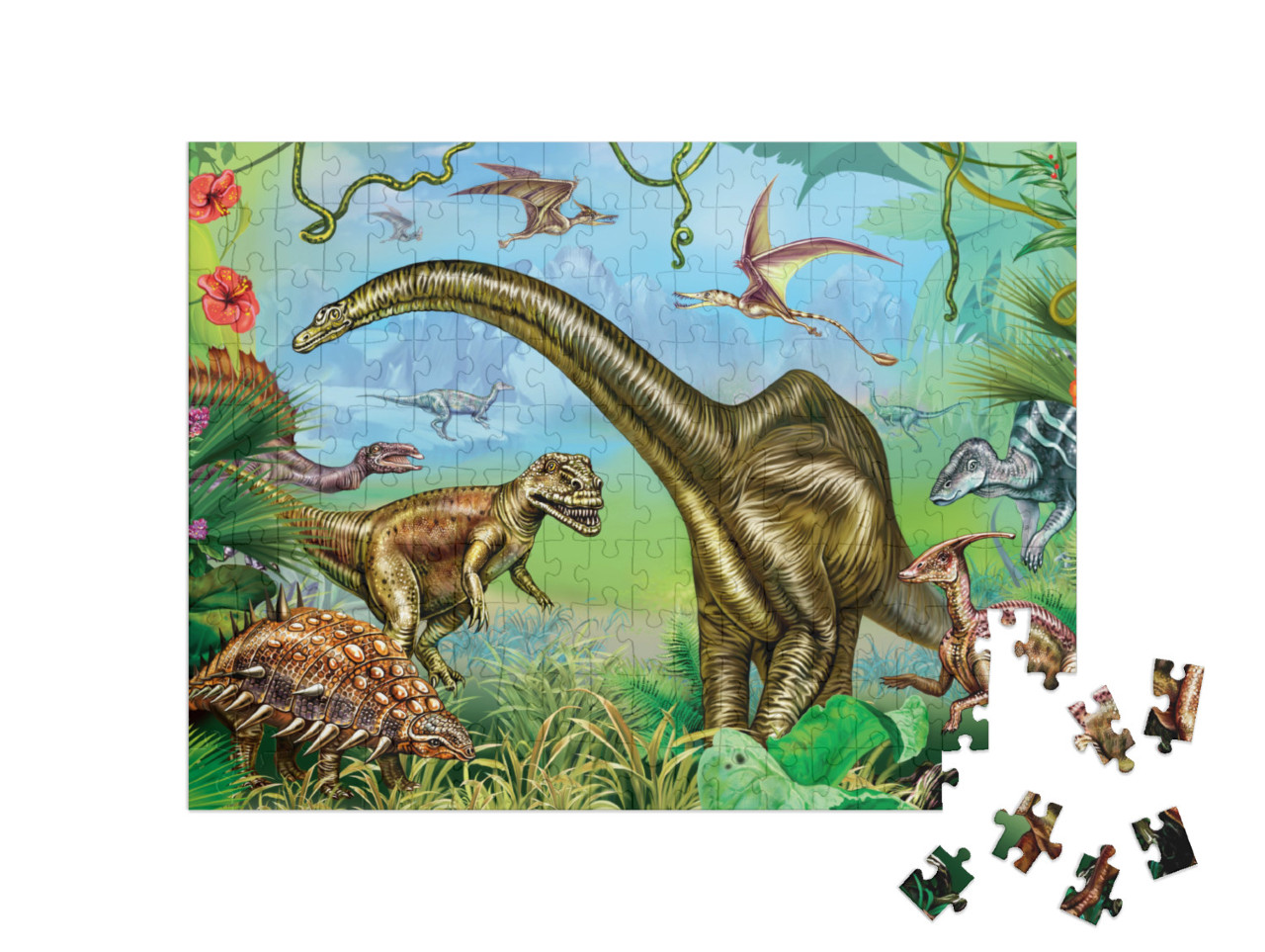 puzzle 200 dílků „Svět působivých dinosaurů“