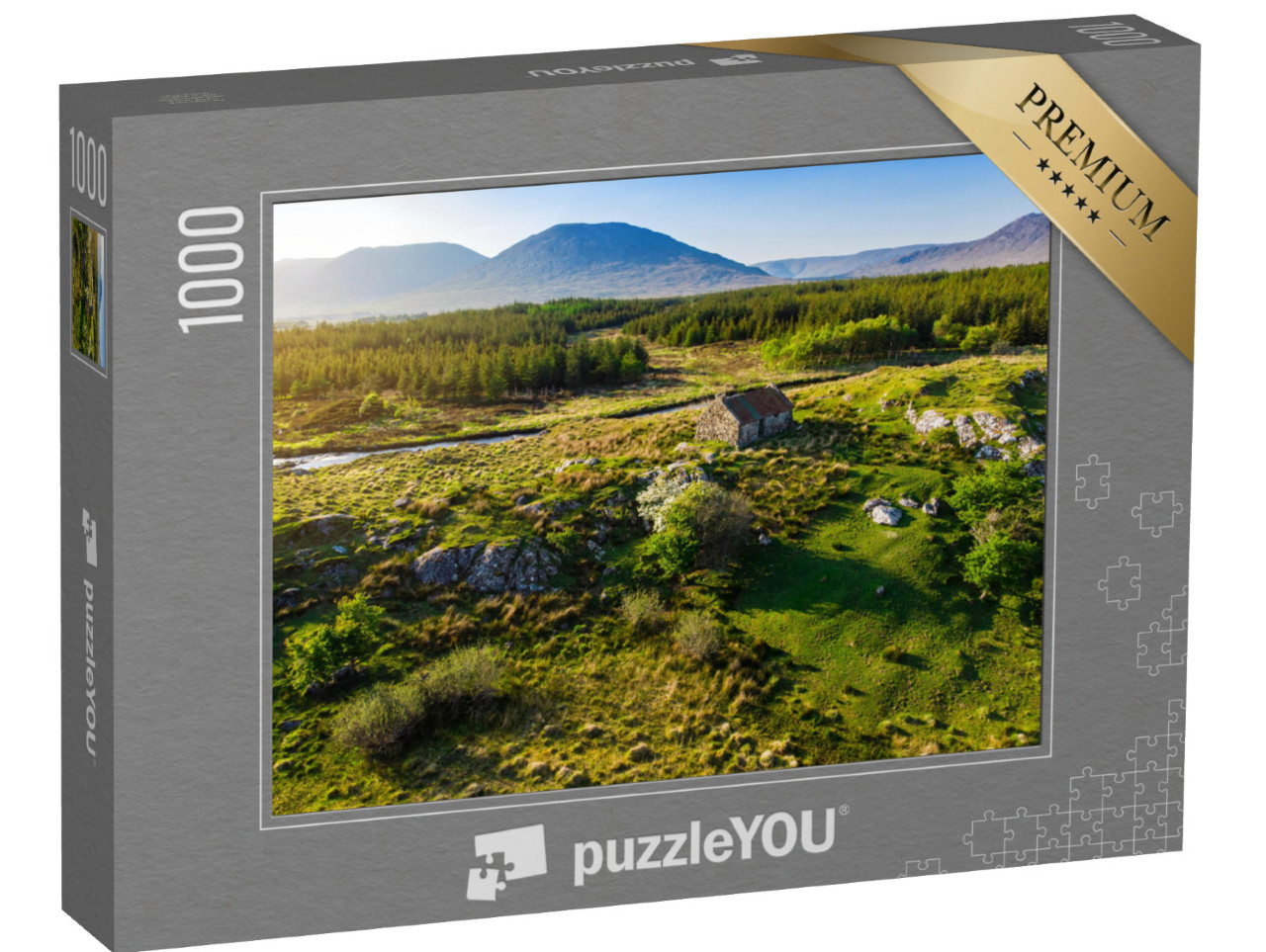 puzzle 1000 dílků „Kamenná chata v Connemara, Irsko“