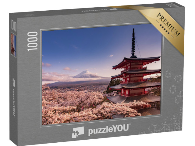 puzzle 1000 dílků „Hora Fudži a pagoda Čureito s třešňovými květy, Japonsko“