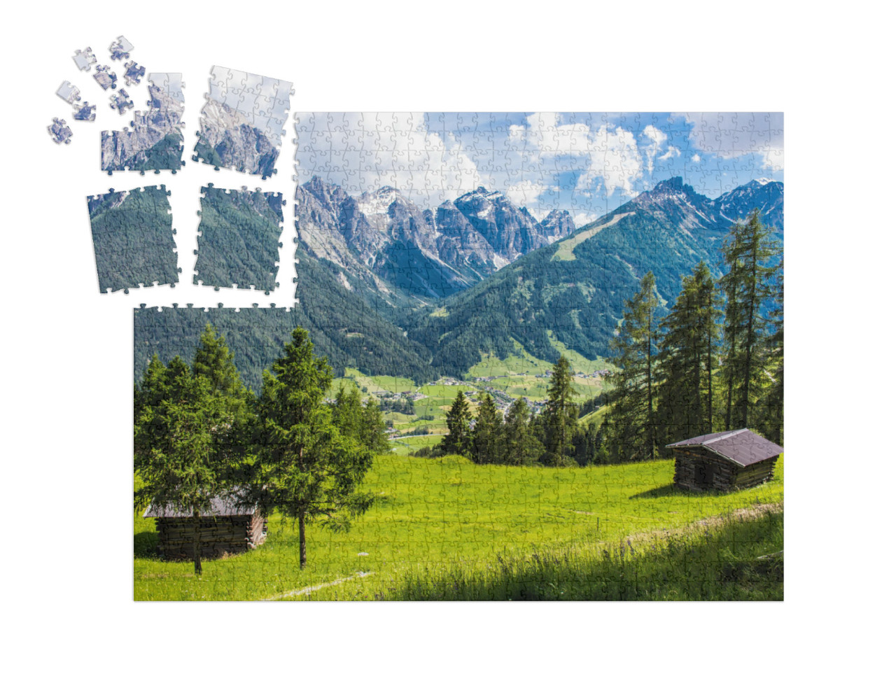 SMART SORTED® | Puzzle 1000 dílků „Panoramatický pohled na údolí Stubai, Tyrolsko, Rakousko“