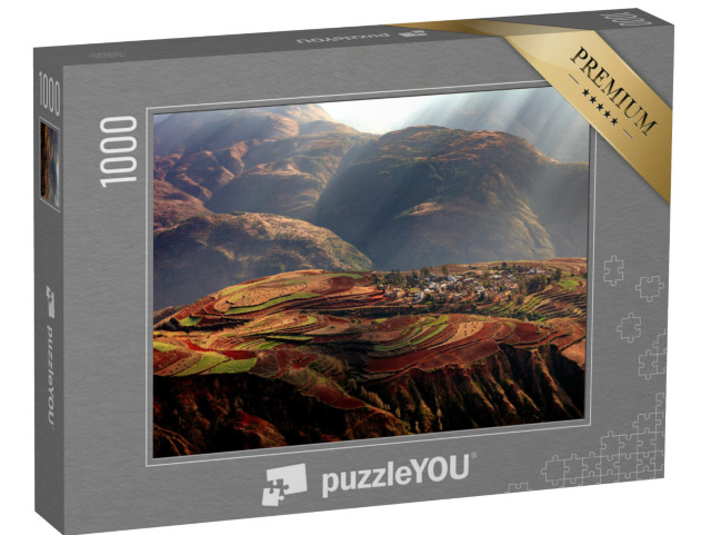 puzzle 1000 dílků „Terasy využívané jako zemědělská půda v provincii Yunnan, Čína“