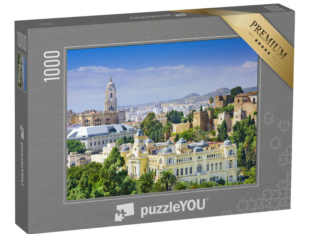 puzzle 1000 dílků „Panorama Malagy s katedrálou a radnicí, Španělsko“