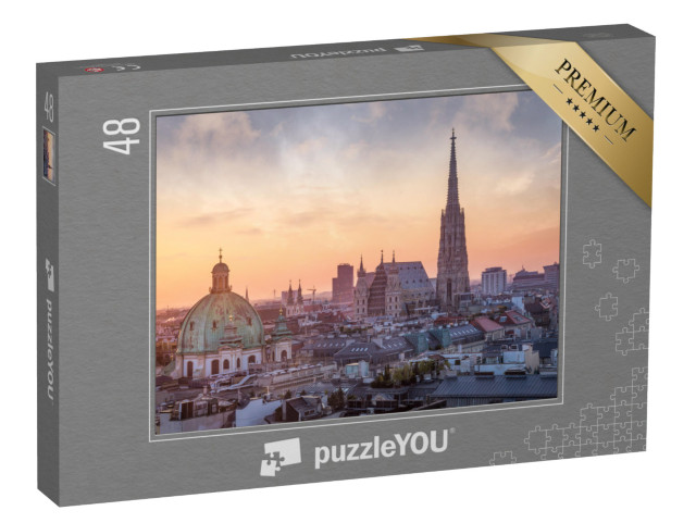 puzzle 48 dílků „Panorama Vídně s katedrálou svatého Štěpána, Rakousko“