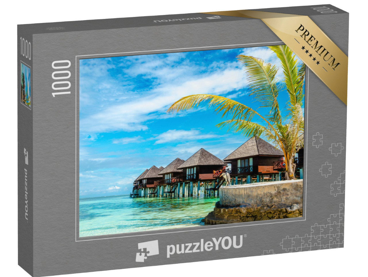 puzzle 1000 dílků „Malebné dřevěné domy na vodě“