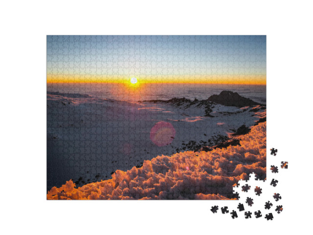 puzzle 1000 dílků „Východ slunce nad zasněženým Kilimandžárem, Tanzanie, Afrika“