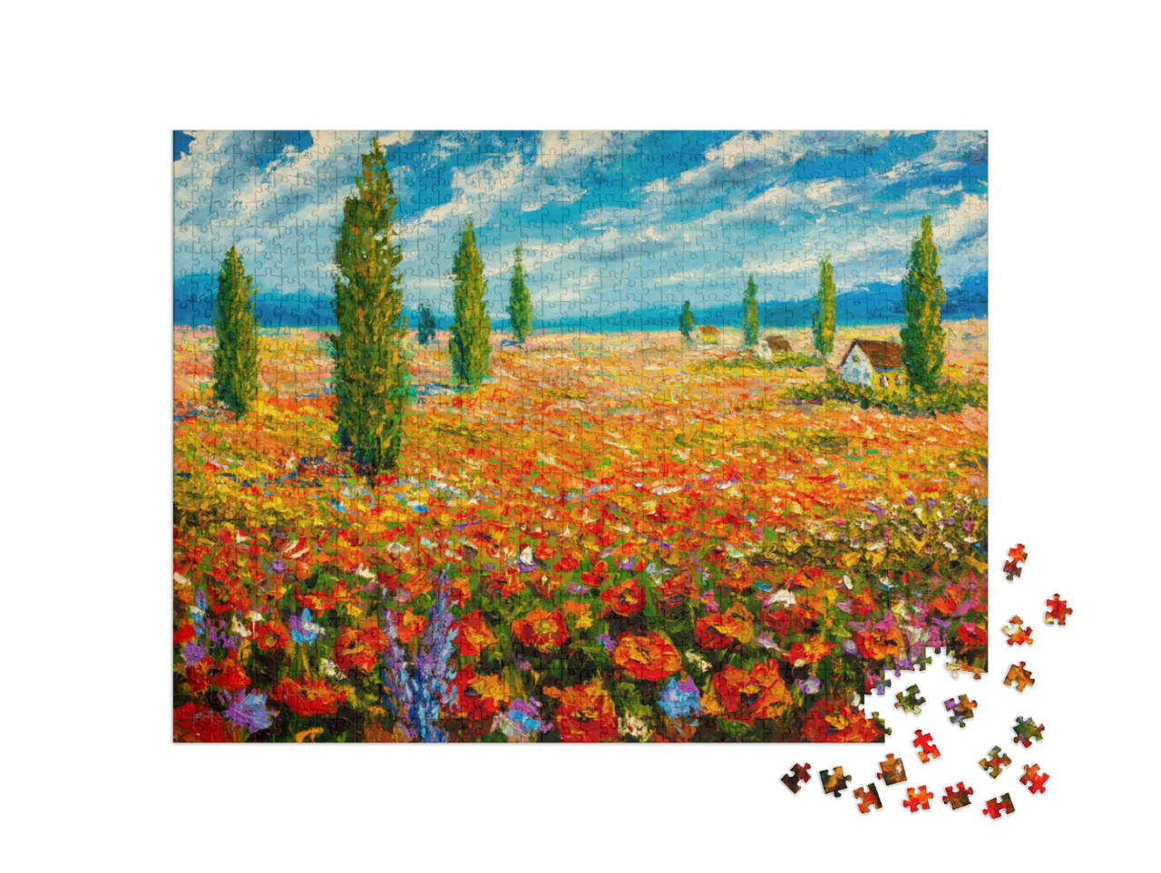 puzzle 1000 dílků „Olejomalba květinové louky, Claude Monet“