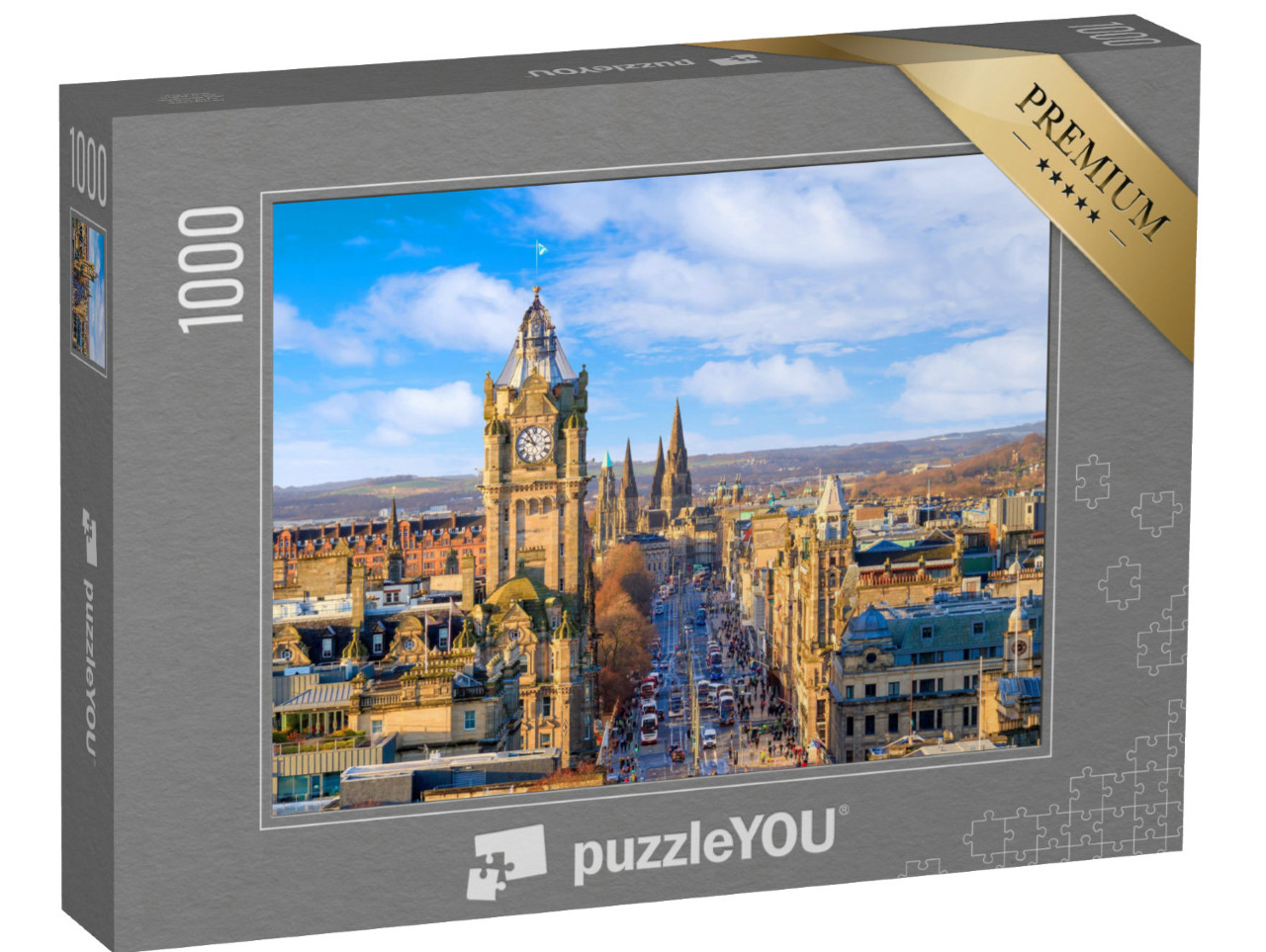 puzzle 1000 dílků „Edinburgh Old Town a Edinburgh Castle ve Skotsku, Velká Británie“