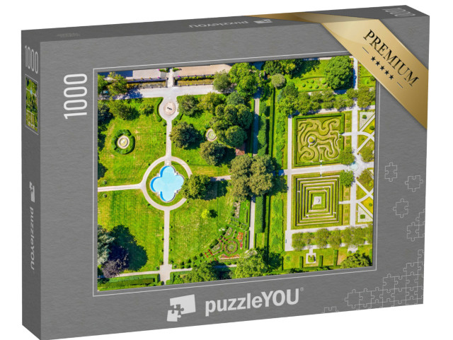 puzzle 1000 dílků „Zahrady zámku Salem u Bodamského jezera ze vzduchu, Německo“
