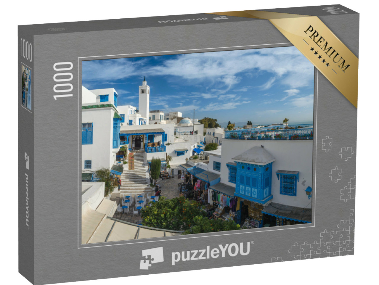 puzzle 1000 dílků „Krásný výhled na Sidi Bou Said, Tunis, Tunisko“
