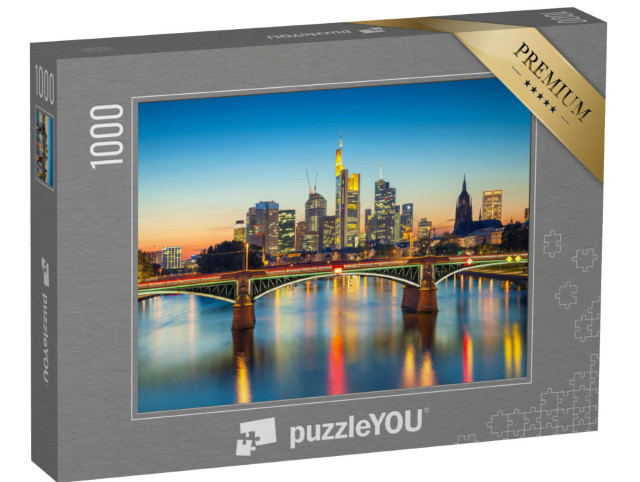 puzzle 1000 dílků „Krajina Frankfurtu nad Mohanem při západu slunce“